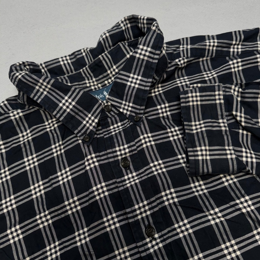 Ralph Lauren Classic Fit Shirt 5XB Big Black White Plaid Button Down Pony